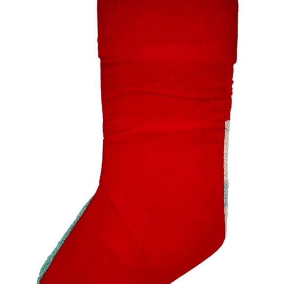 North Pole Trading Co. JC Penney Hooked Loop Rug Snowman Christmas Stocking - Picture 2 of 7